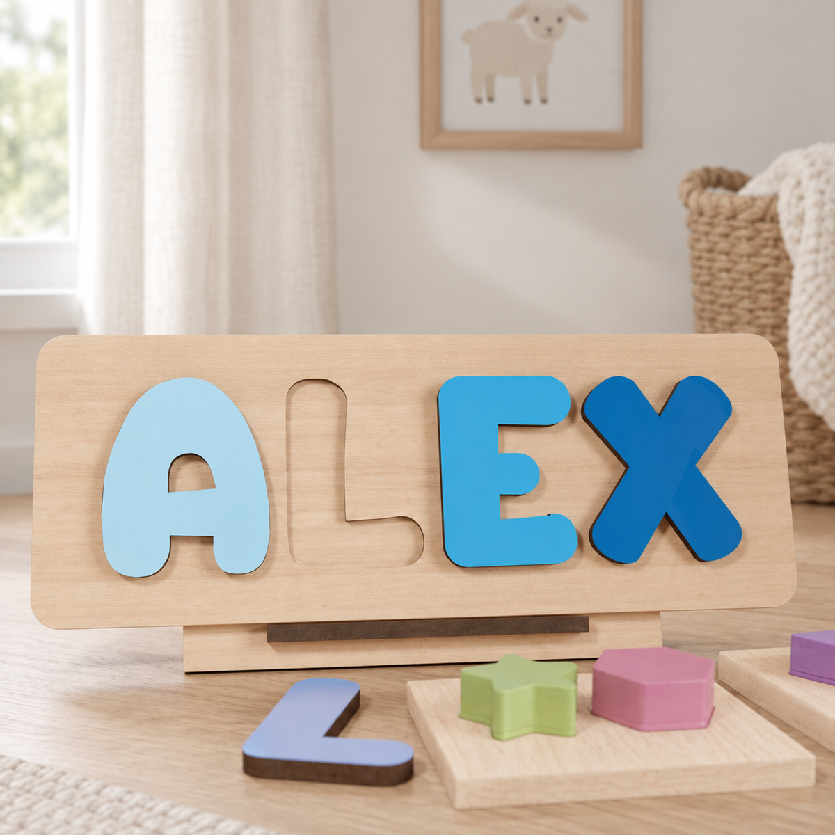 Personalized Wooden Name Puzzle - "Baby Toy" — editorial product photograph