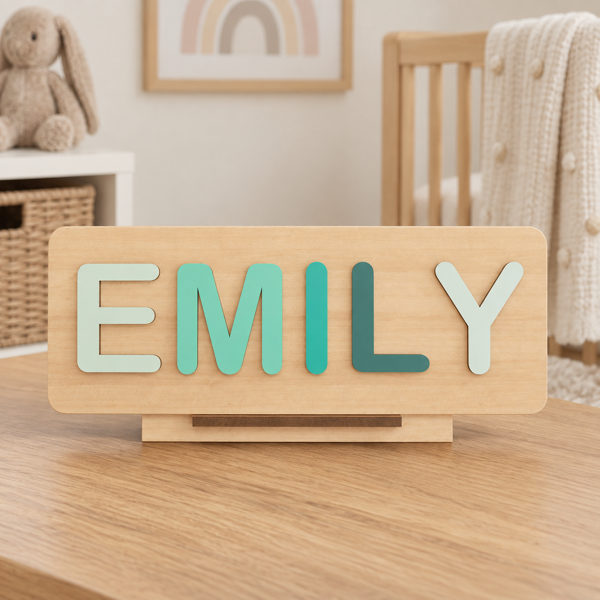 Personalized Wooden Name Puzzle - "Baby Toy" — editorial product photograph