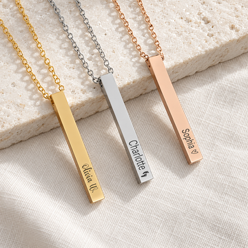Personalized 3D Bar Necklace — editorial product photograph