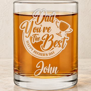 Personalized Whiskey Glass - "Dad, You're The Best" — editorial product photograph