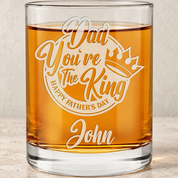 Personalized Whiskey Glass - "Dad You're The King" — editorial product photograph