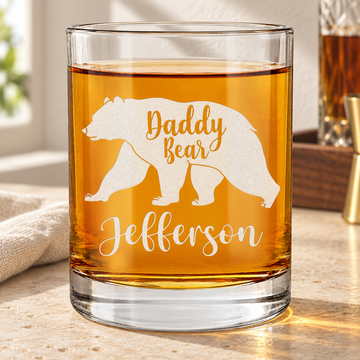 Personalized Whiskey Glass - "Daddy Bear" — editorial product photograph