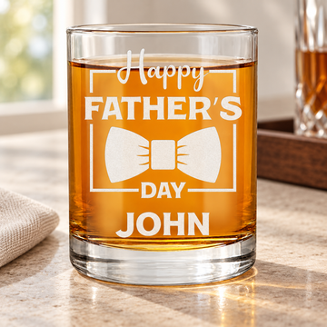 Personalized Whiskey Glass - "Happy Father's Day" — editorial product photograph