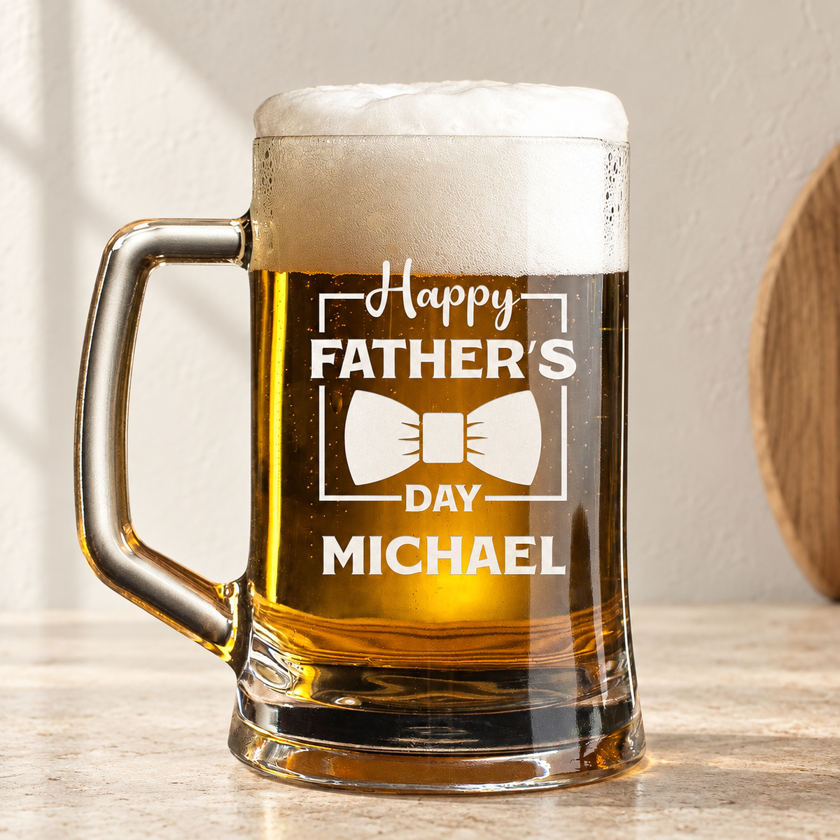 Personalized Beer Mug - "Happy Father's Day" — editorial product photograph