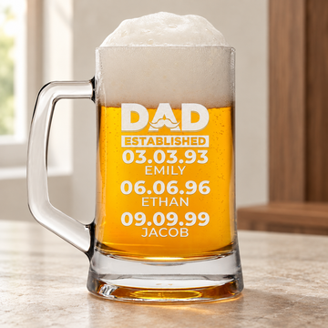 Personalized Beer Mug - "Established Dad" — editorial product photograph