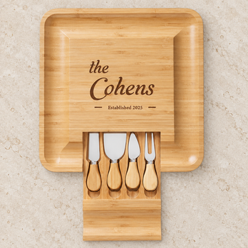 Personalized Bamboo Charcuterie Serving Board — editorial product photograph