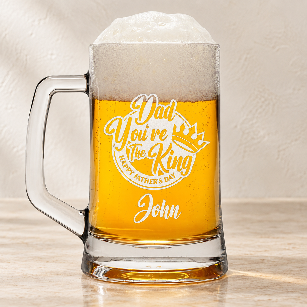 Personalized Beer Mug - "Dad You're The King" — editorial product photograph