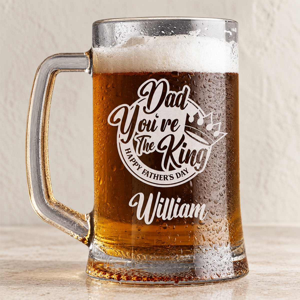 Personalized Beer Mug - "Dad You're The King" — editorial product photograph