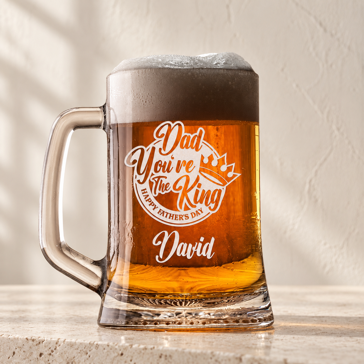 Personalized Beer Mug - "Dad You're The King" — editorial product photograph