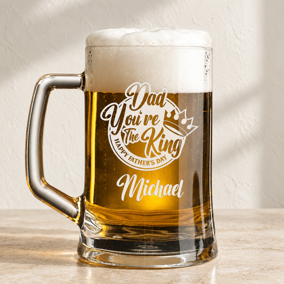 Personalized Beer Mug - "Dad You're The King" — editorial product photograph