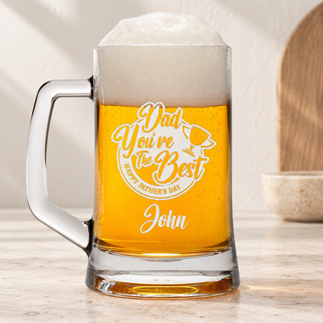 Personalized Beer Mug - "Dad, You're The Best" — editorial product photograph