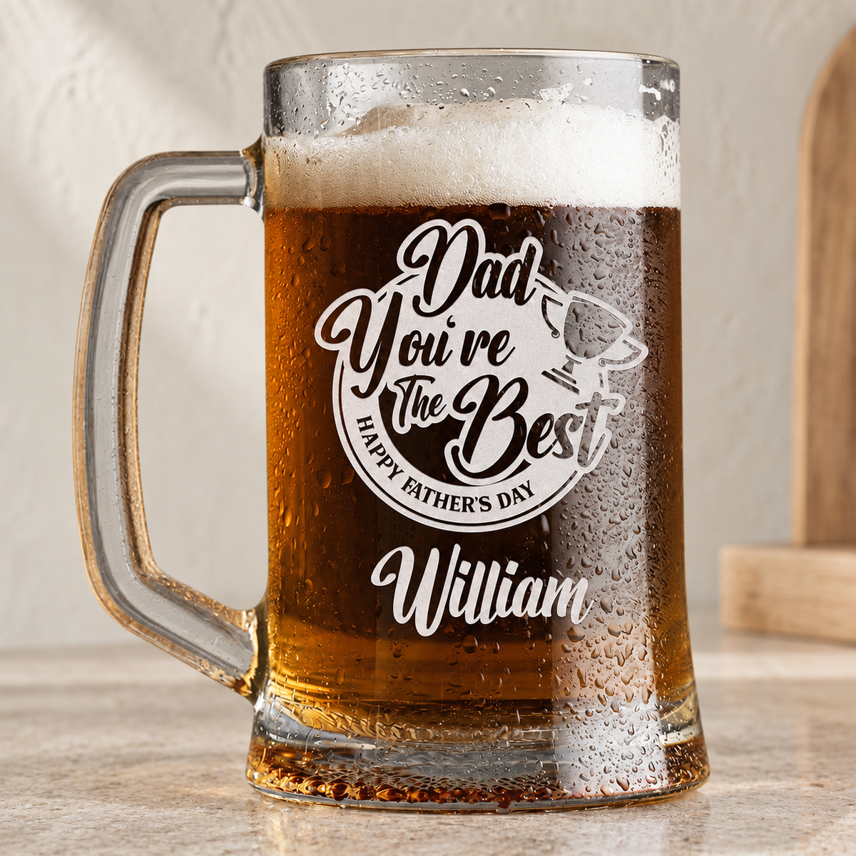 Personalized Beer Mug - "Dad, You're The Best" — editorial product photograph
