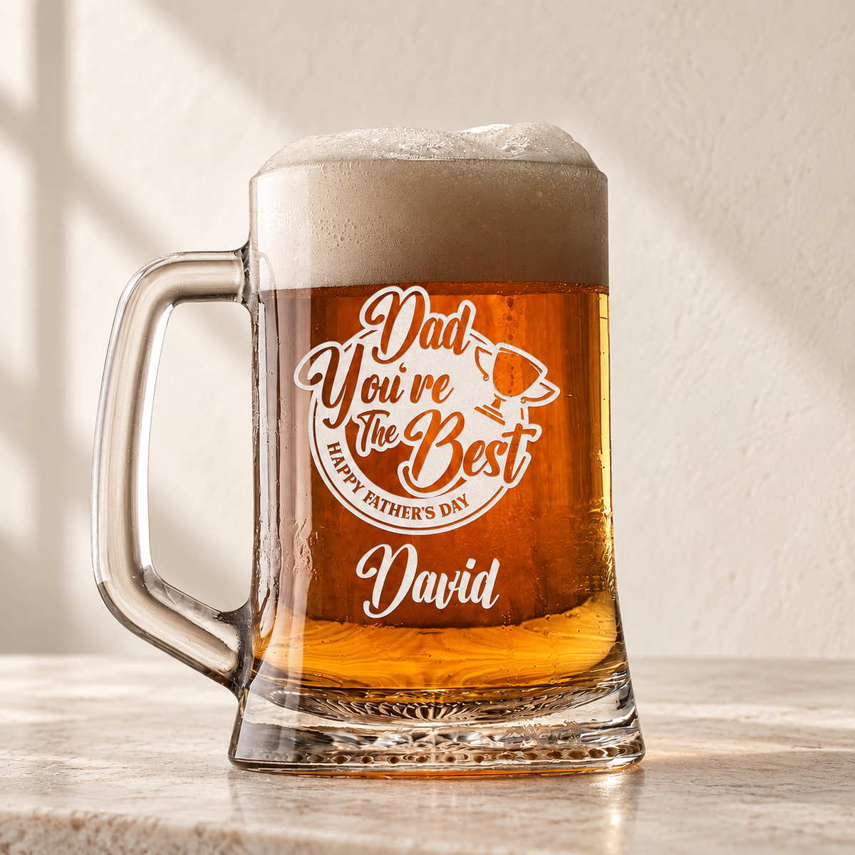 Personalized Beer Mug - "Dad, You're The Best" — editorial product photograph