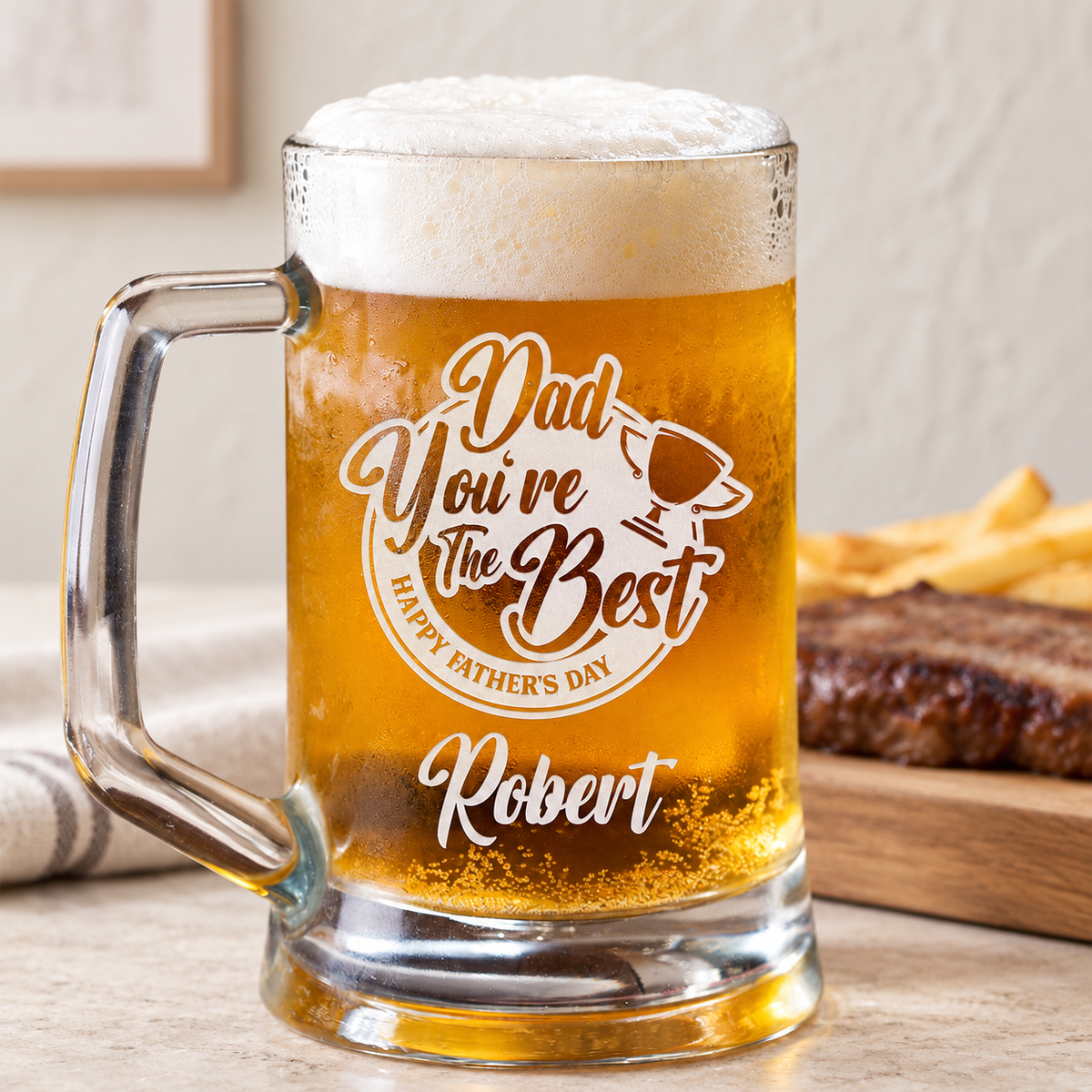 Personalized Beer Mug - "Dad, You're The Best" — editorial product photograph