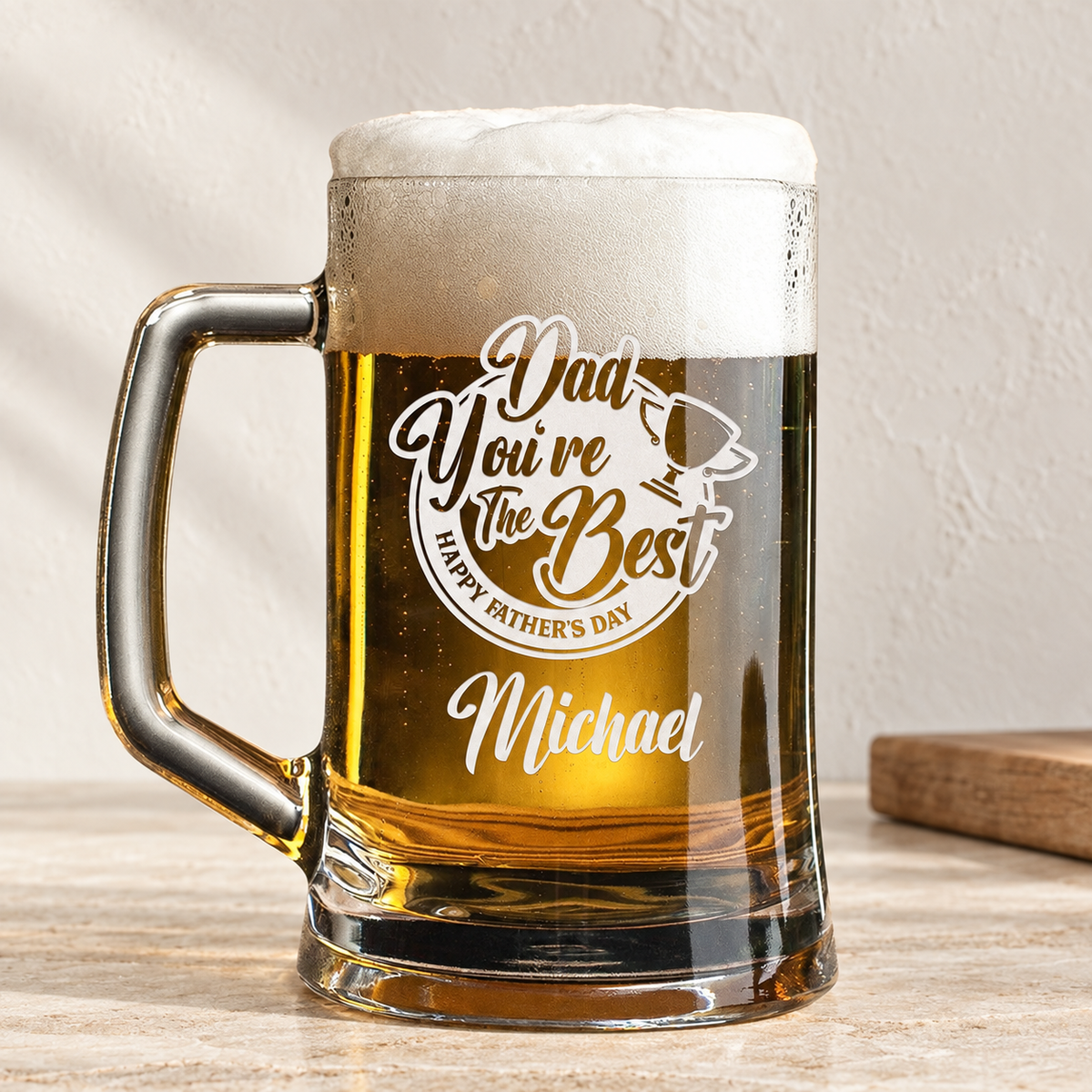 Personalized Beer Mug - "Dad, You're The Best" — editorial product photograph
