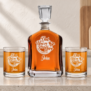 Personalized Decanter - "Dad, You're My Hero" — editorial product photograph