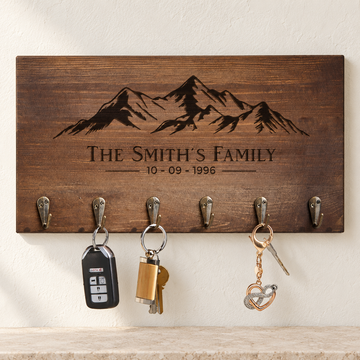 Personalized Wooden Key Hanger Wall Decor – "The Welcome" - Home — editorial product photograph