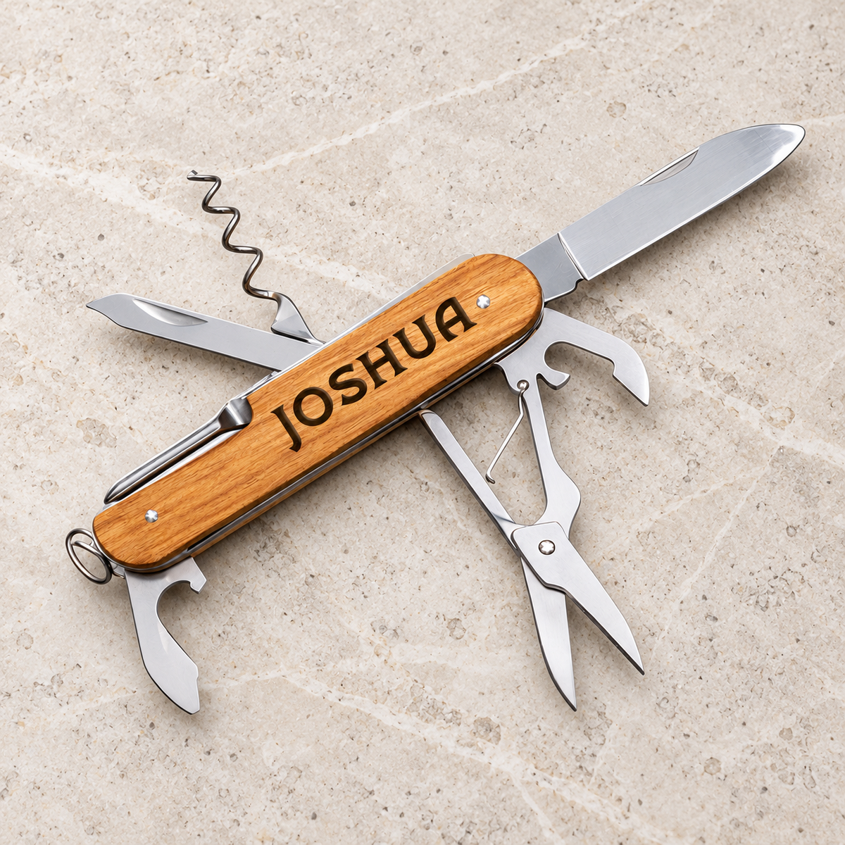 The Utility – Personalized Swiss Multi-Tool — editorial product photograph