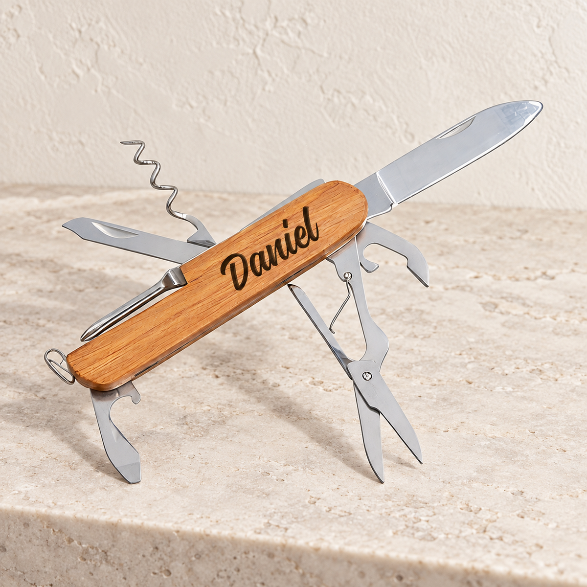 The Utility – Personalized Swiss Multi-Tool — editorial product photograph