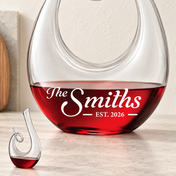 Personalized Wine Decanter – "The Arc" — editorial product photograph