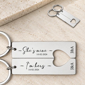 Personalized Couple Keychains - "The Union" - Bottom Names — editorial product photograph