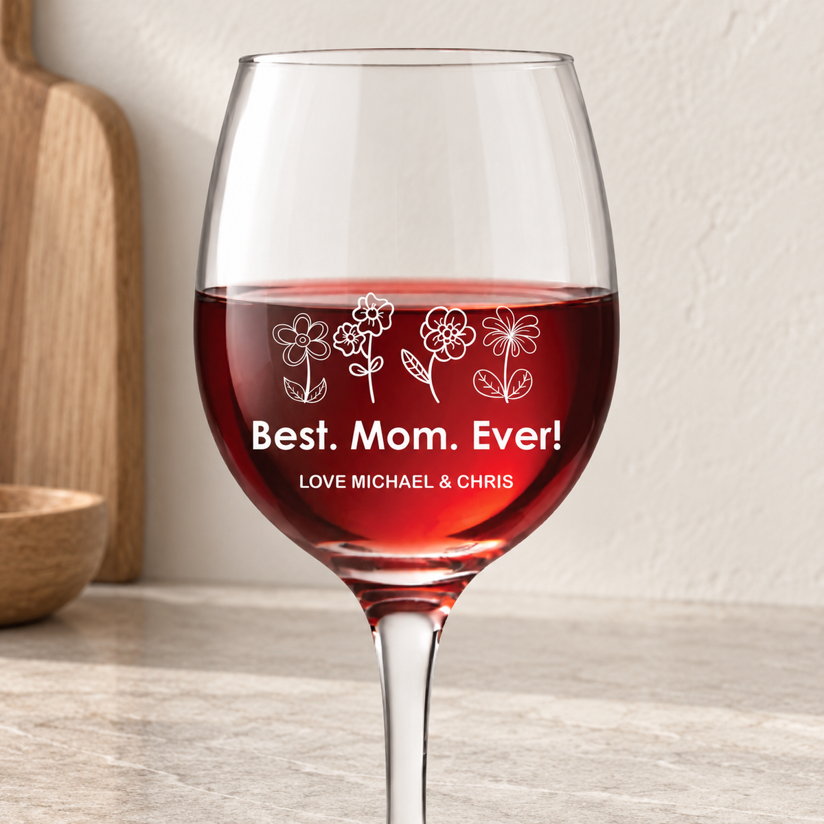 Personalized Wine Glass – “The Grace” — editorial product photograph