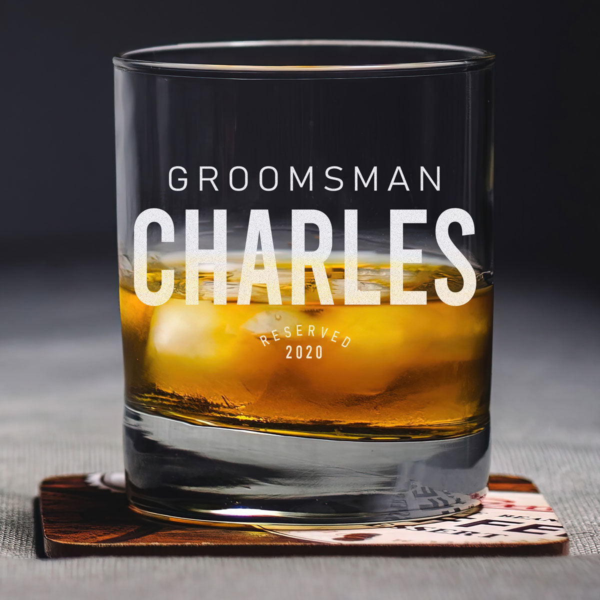 Personalized Whiskey Glass - "Groomsman Reserved"