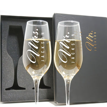 Personalized Champagne Flute Glass Set - 