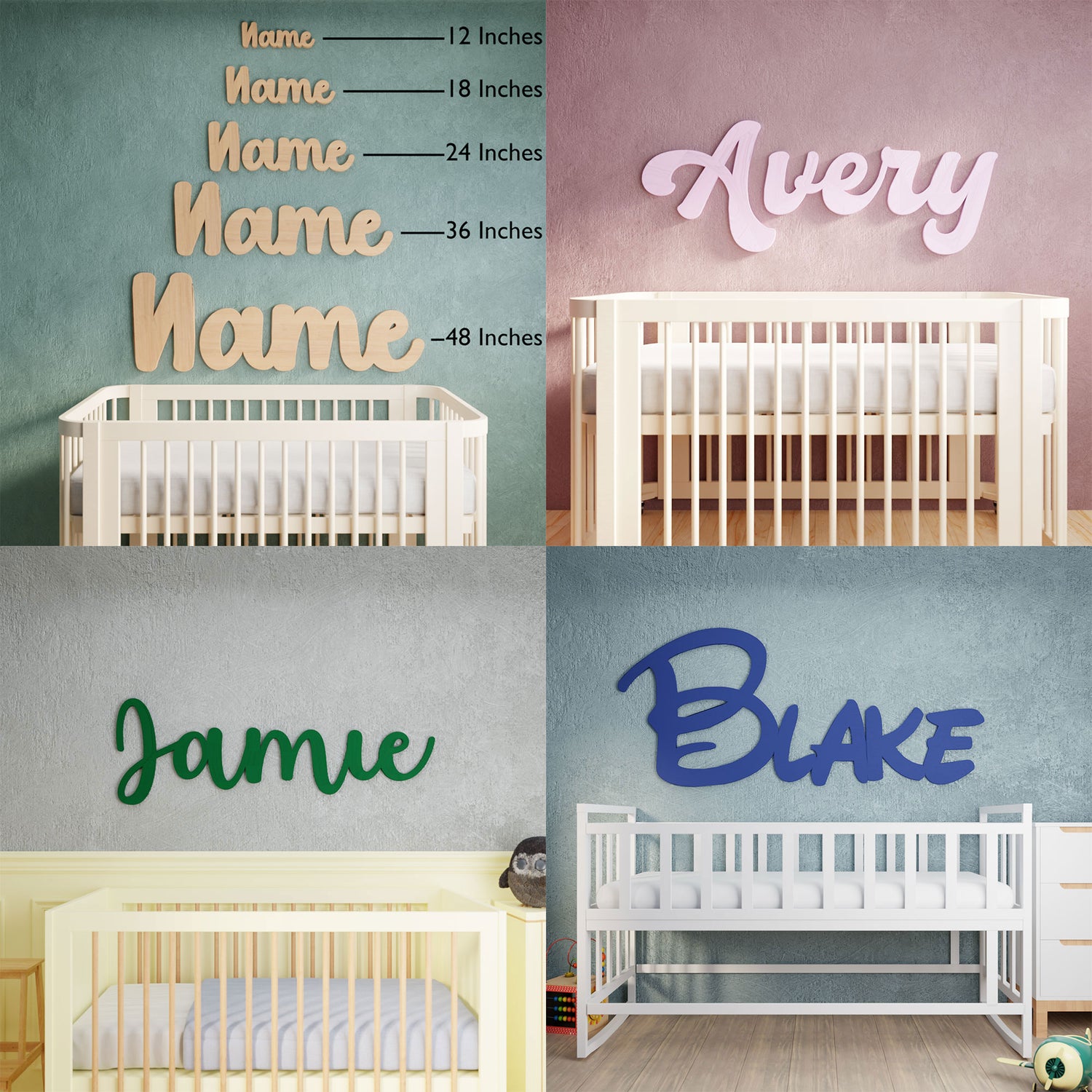 Wooden Nursery Name Sign - Custom Wood Personalized Baby Name Sign