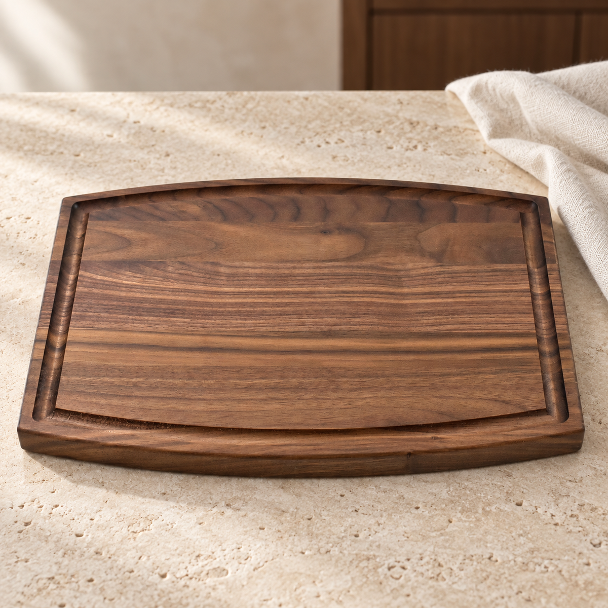 The Arched - Walnut - Small personalized cutting board, gallery view 4, photographed in natural light