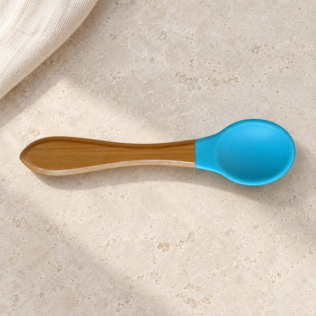 Personalized blue bamboo baby bowl and spoon, gallery view 3