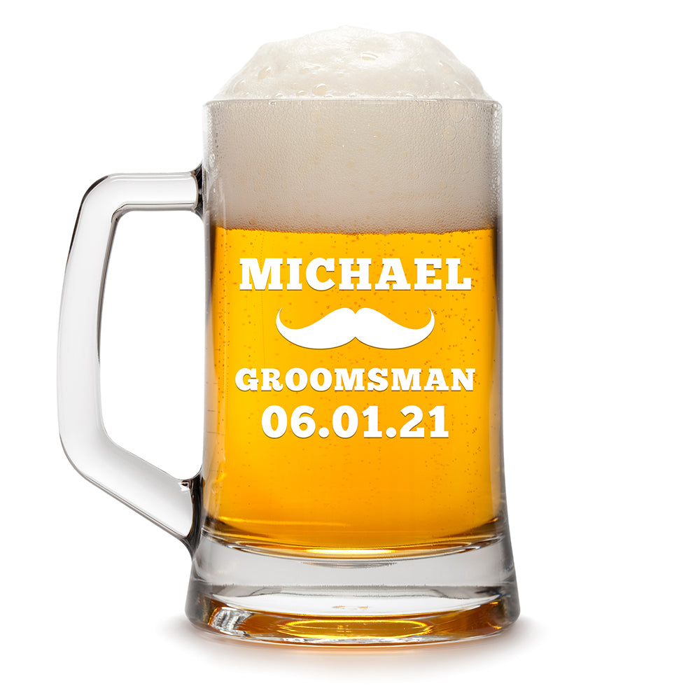 Chope à bière personnalisée - « Moustache Groomsman »