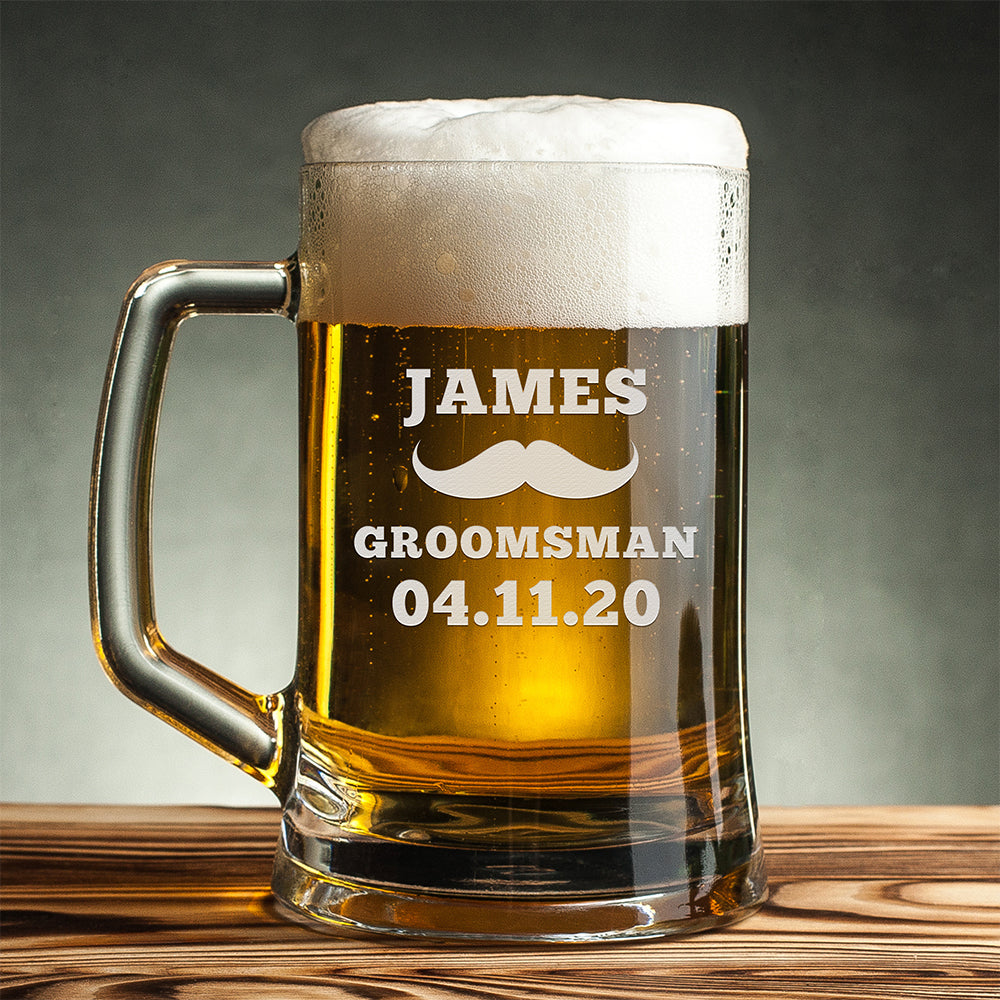 Personalized Beer Mug - "Moustache Groomsman"