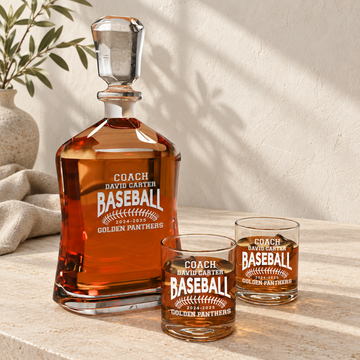 Personalized Decanter - "Baseball Coach" — natural daylight editorial photograph