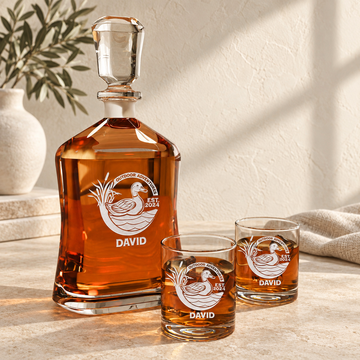 Personalized Decanter - "Duck Hunter" — natural daylight editorial photograph