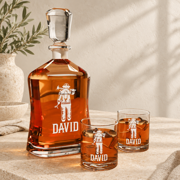 Personalized Decanter - "Firefighter Honor" — natural daylight editorial photograph