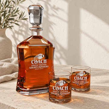 Personalized Decanter - "Football Coach" — natural daylight editorial photograph
