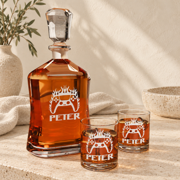 Personalized Decanter - "Gamer Control" — natural daylight editorial photograph
