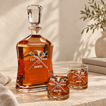 Personalized Decanter - "Hunting & Fishing" — natural daylight editorial photograph