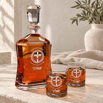 Personalized Decanter - "Psalms 56:3 3" — natural daylight editorial photograph