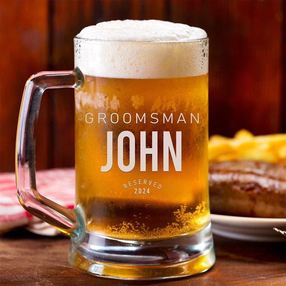 Personalized Beer Mug - "Groomsman Reserved"