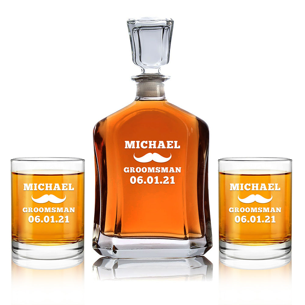 Carafe personnalisée - « Moustache Groomsman »