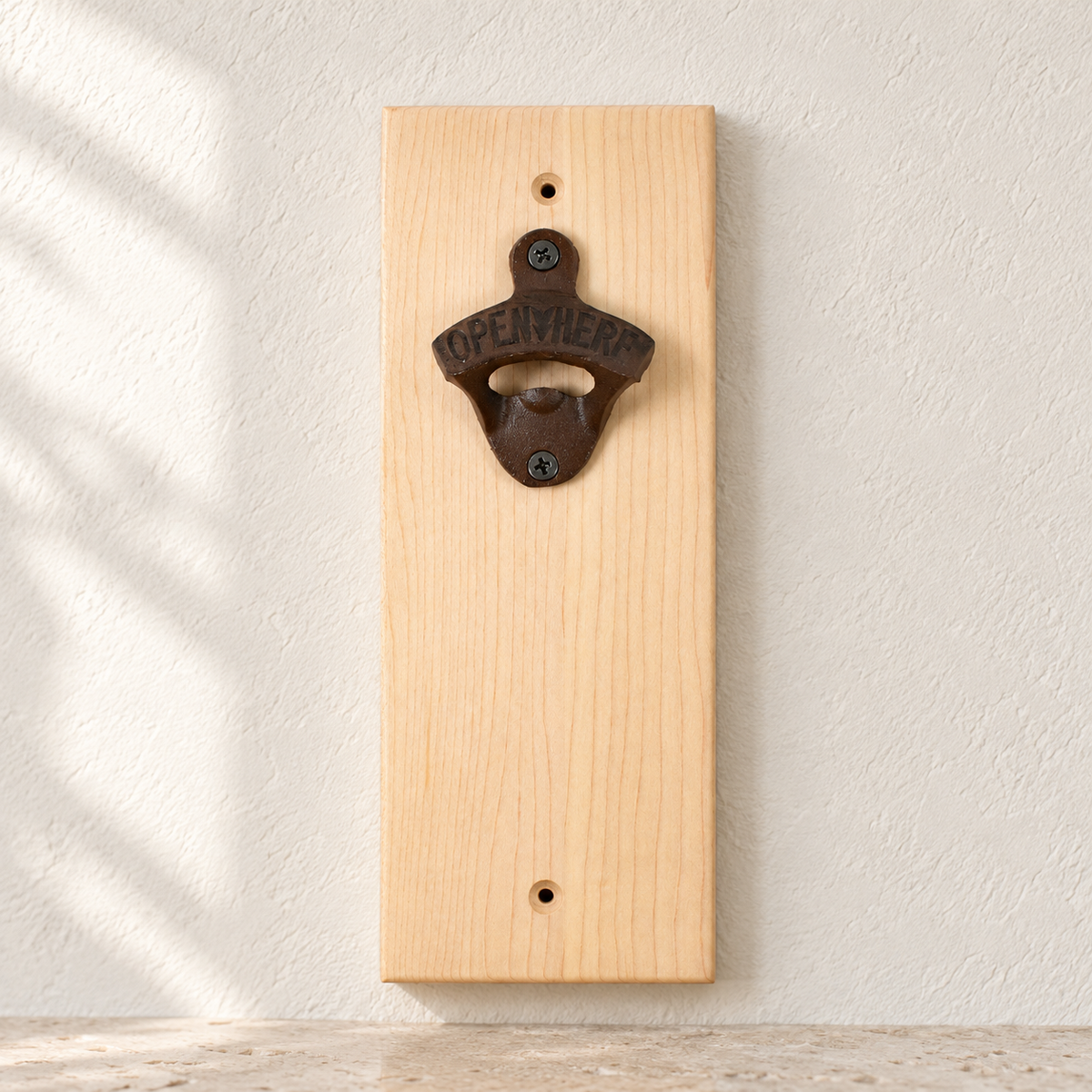 The Popper - Maple - Personalized Wall-Mounted Bottle Opener, gallery view 2, photographed in natural light