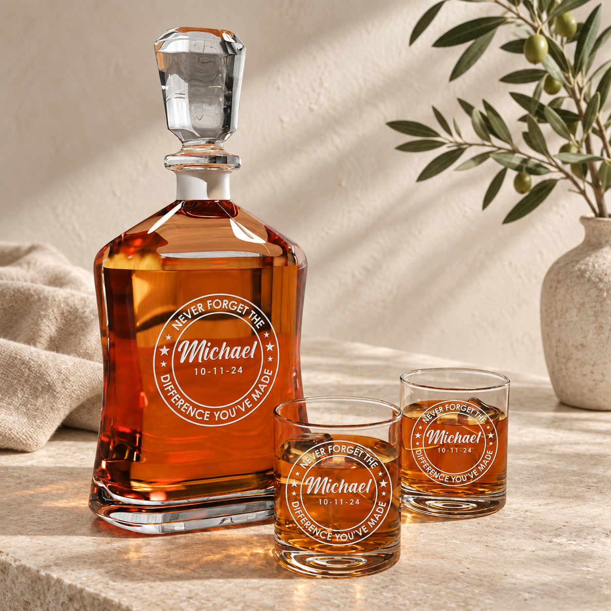 Personalized Decanter - "Never Forget The Difference You've Made"