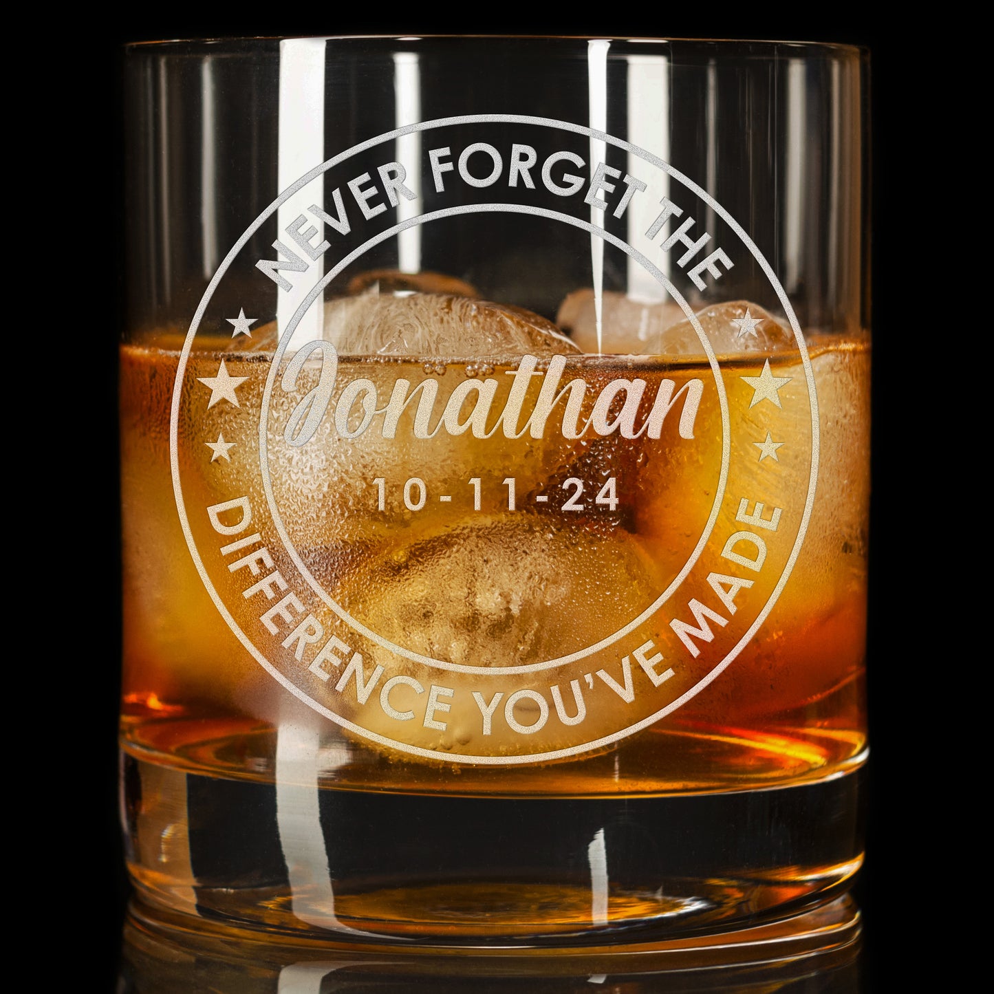 Personalized Whiskey Glass - "Never Forget The Difference You've Made"