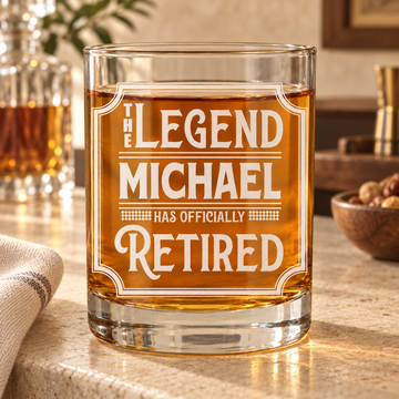 personalized retirement whiskey glass — gallery view 1