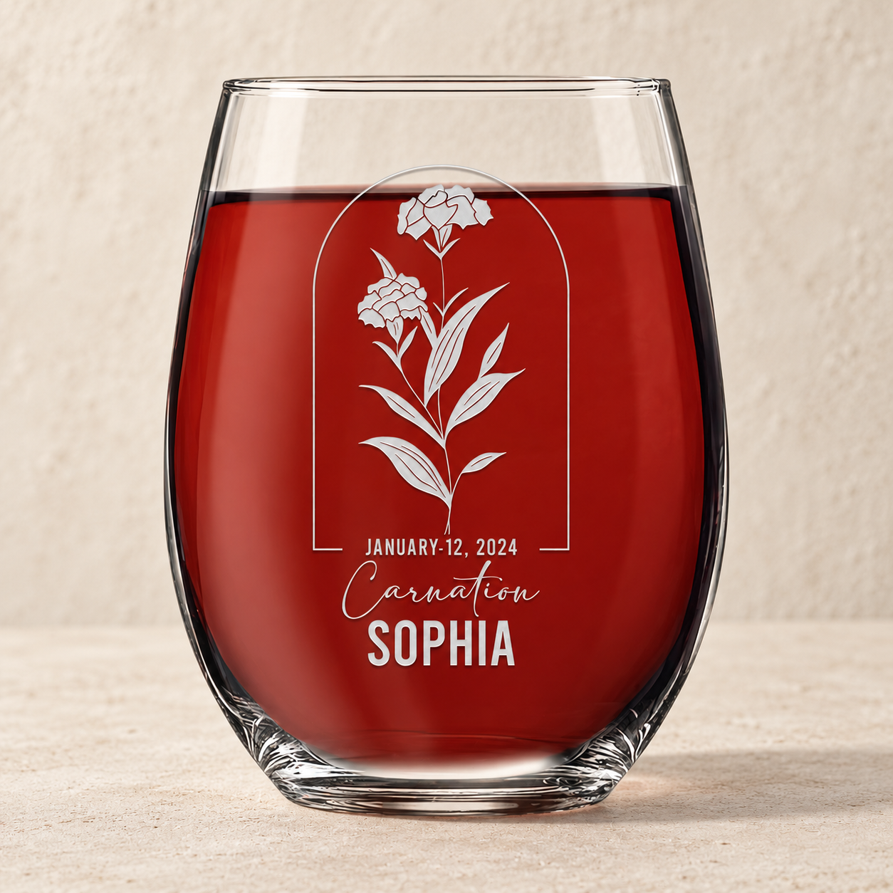 Verre à vin sans pied personnalisé - "La Reine"