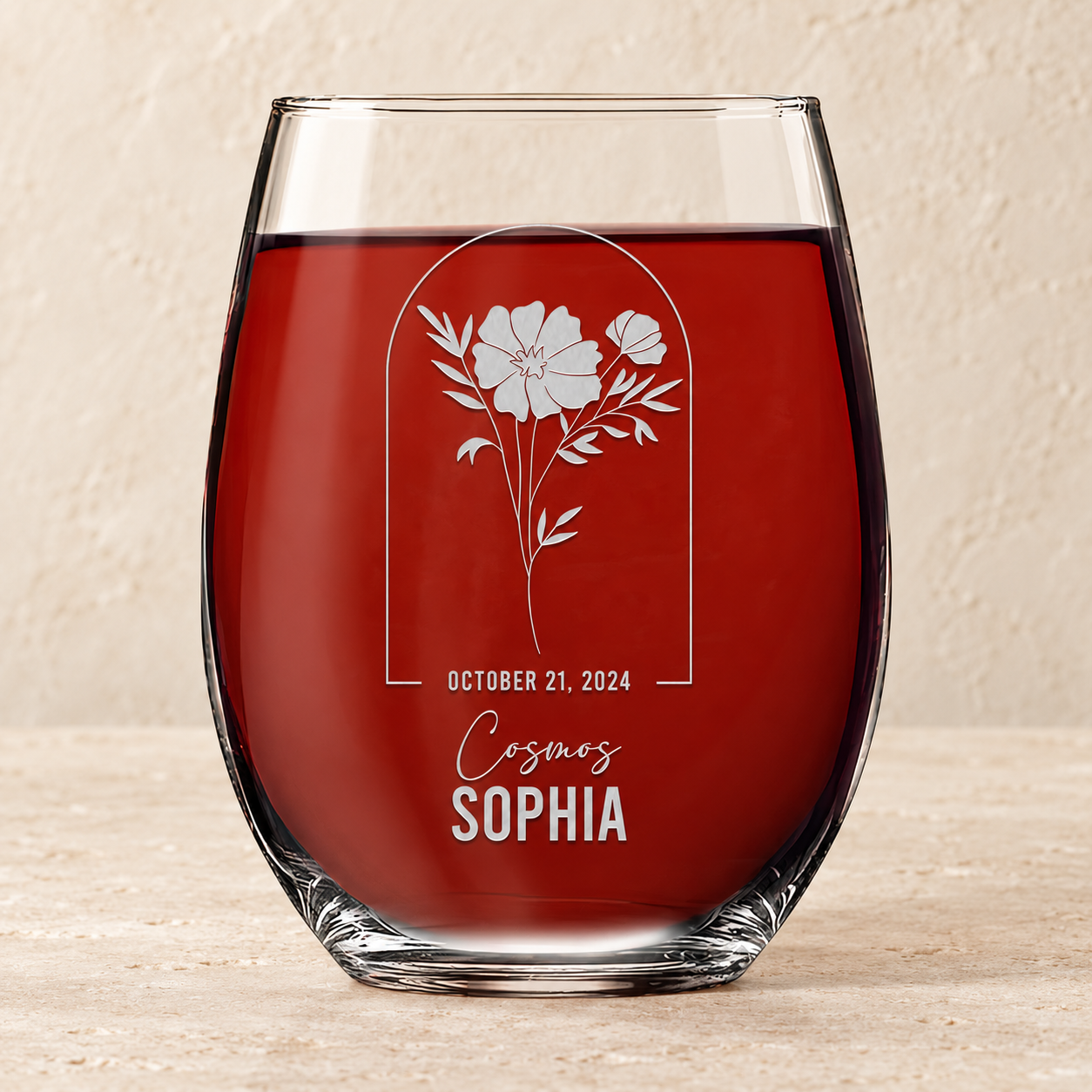 Verre à vin sans pied personnalisé - "La Reine"