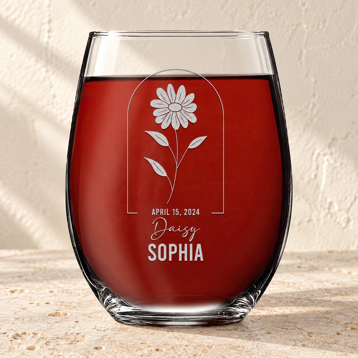 Verre à vin sans pied personnalisé - "La Reine"