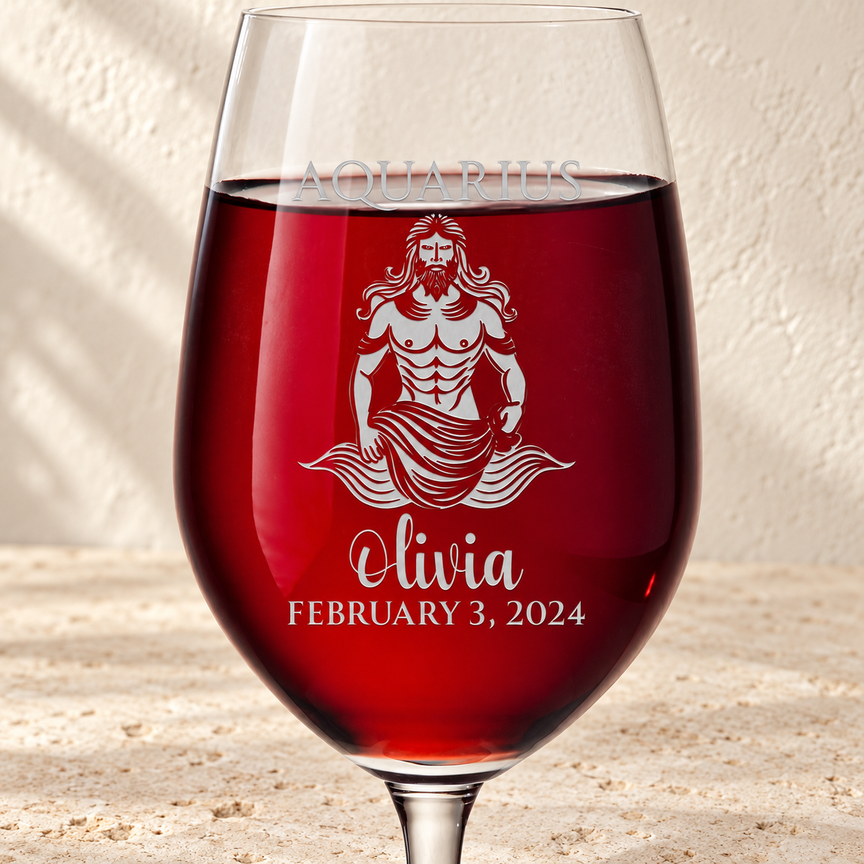 Personalized Wine Glass - Astrology - "AQUARIUS"